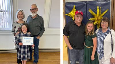 At left, Nellie Fina with her grandparents, Marty and Susan Vaughn. At right, Madi Blank with her grandparents, Gregg and Dawn Fina.