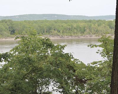 The Mississippi River is visible from the high bluffs at the Gov. Daniel Dunklin State Historic Site.