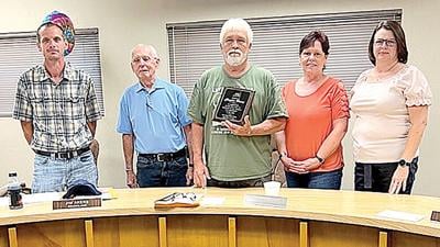 From left, De Soto Councilman Rich McCane, Councilman Jim Akers, Mayor Clayton Henry, chairwoman pro tem Kathy Smith and Councilwoman Autumn Blanchard at the Sept. 19 meeting during which Henry announced his resignation.