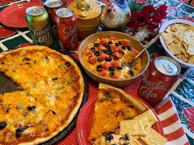 Cheesy Chicken Pizza, Chicken Fiesta Dip