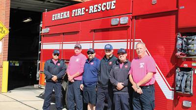 Eureka Fire Protection District firefighters on the A shift, from left: Jeff Peterson of Affton, Josh Voigt of Rolla, Rich Hogan of Lemay, Austin Olendorff of St. Charles, Colton Liebenguth of Sullivan and Brian Callahan of Washington.
