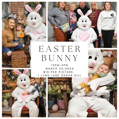 Visitors to the Spring Craft Fair can buy pictures with the Easter bunny.