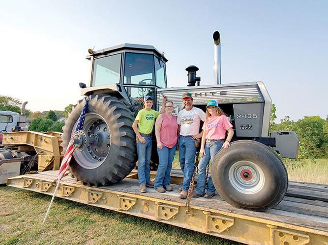 From left, Jacob, Erica, Terry and Avery Schwoeppe on their family farm near Labadie.