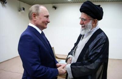 Iranian Supreme Leader Ayatollah Ali Khamenei received Russia's President Vladimir Putin in Tehran in July 2022