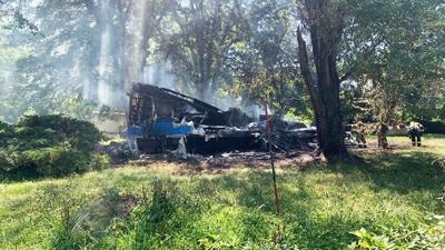 This vacant mobile home on Jenny Court in Cedar Hill has been destroyed by fire.