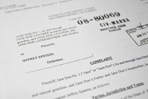 A court document in one of the dozens of civil cases filed by victims against convicted sex offender Jeffrey Epstein