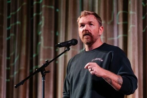 US senatorial candidate from Maine Graham Platner speaks at a town hall at the Leavitt Theater in October 2025 in Ogunquit, Maine