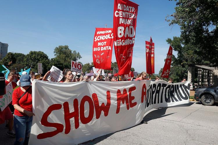 Activists opposing the construction of artificial intelligence data centers