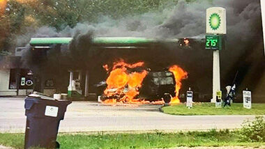 This van caught fire at the BP station on Hwy. 21 north of Hillsboro.