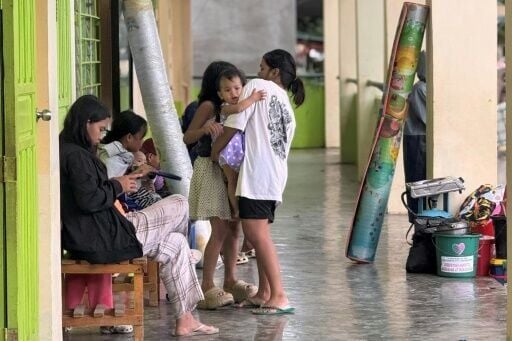 Residents at an evacuation centre ahead of the arrival of Super Typhoon Fung-wong, in the Philippines' Tuguegarao city