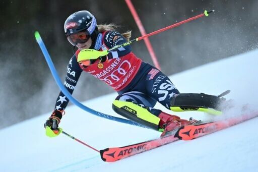 US skier Mikaela Shiffrin is 0.10 seconds off the pace after the first run of the women's World Cup slalom in Kranjska Gora, Slovenia