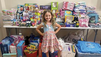 Harper Shamus, 7, of Arnold and her family collected pajamas, toys and art supplies throughout May to donate to Siteman Kids at St. Louis Children’s Hospital, where she has an MRI done every four months to monitor an inoperable brain tumor.