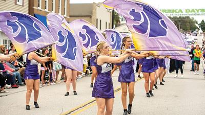 The Eureka High School color guard makes its way down Central Avenue during the 2024 Eureka Days Parade.
