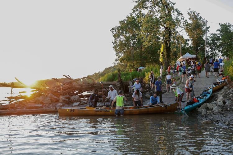 Paddlers stop at Cooper’s Landing during the MR340 River Race (copy)