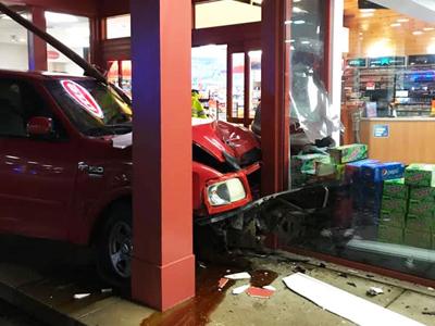 A pickup crashed into the Express Mart on West Gannon Drive in Festus.