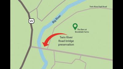 The Twin River Road bridge is located near the road’s intersection with Hwy. W.