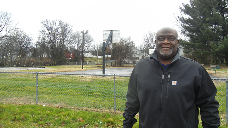 Ron Herrington Jr., president of the Douglass Cooperative High School Alumni Association, is at Shropshire Park