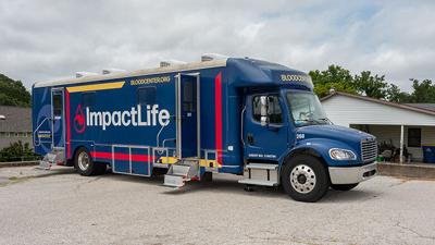 ImpactLife’s mobile donation bus accepted blood donations July 31 at Leader Publications in Festus. The bus can be brought to a wide range of locations, offering a space to collect donations where there wouldn’t typically be.