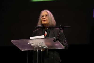Canadian essayist, poet and translator Anne Carson in New York City at the 2024 National Book Awards.