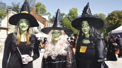 From left, Nicole Vien and Amanda Johnston, both of Arnold, and Linsey Betzer of Imperial enjoy last year's Kimmswick Witches Night Out.