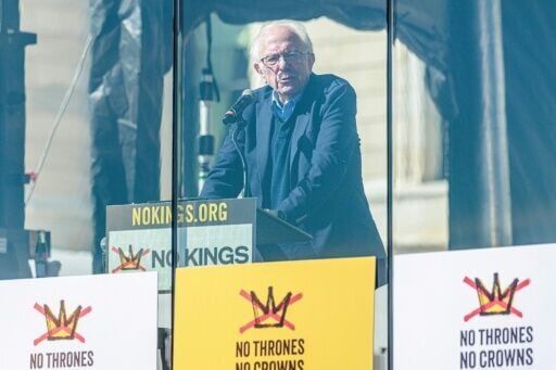 US Senator Bernie Sanders, a left-wing politician from Vermont, was among the public speakers at the rally