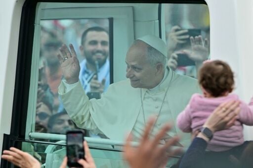 Pope Leo XIV was grreeted by a huge and rapturous crowd on Beirut's waterfront on the last day of his visit to crisis-hit Lebanon