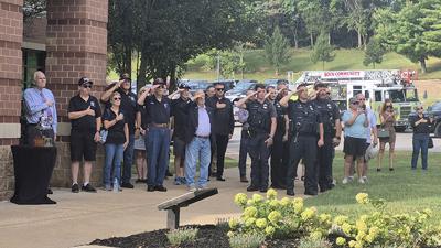 About 100 people on Sept. 11 attended Arnold’s 9/11 ceremony at the city’s 9/11 memorial outside of the Arnold Recreation Center.