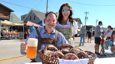 John and Jen DuBois of Eureka brought traditional Bavarian pretzels to share with friends at the Old Town Oktoberfest on Oct. 11.