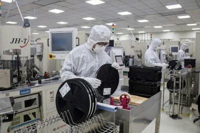 US trade officials accuse Beijing of using unfair tactics to dominate the industry for semiconductors, like those made at this factory in Binzhou, in eastern China's Shandong province