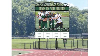 A rendering of the video scoreboard to be built at the De Soto High School football field.
