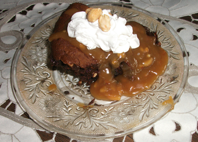 Fudge Pie with Peanut Butter Sauce