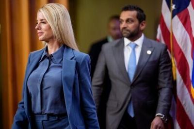 Attorney General Pam Bondi (L) and FBI Director Kash Patel (R) are being sued by 12 FBI agents fired for kneeling during a racial justice protest