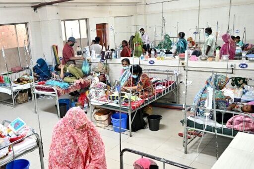 Children diagnosed with measles receive treatment inside a paediatric ward at the Bangladesh Shishu hospital in Dhaka