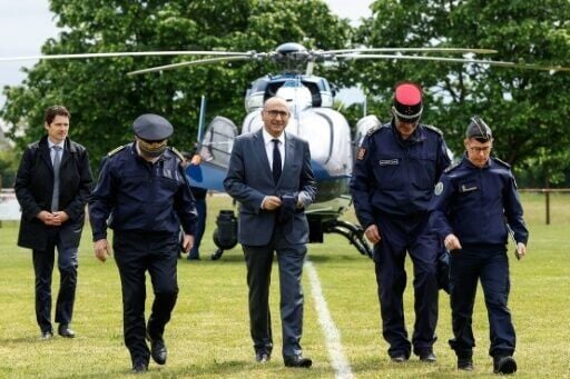 French Interior Minister Laurent Nunez flew over the site of a giant rave party in a helicopter
