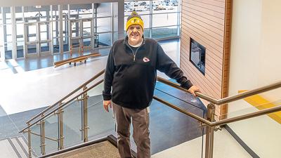Superintendent Link Luttrell in the entryway of the new Festus R-6 Performing Arts Center