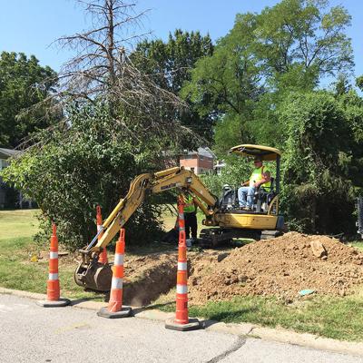 Work to replace sewer line began today on Key West Drive in Arnold.