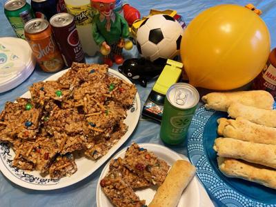 Sweet and Salty Pretzel Bars, String Cheese Sticks