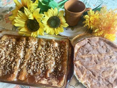Peaches ‘N’ Cream Cheese Pie, Saucy Cherry Enchiladas