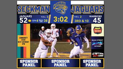 An artist rendering of a video scoreboard installed in the Seckman High School stadium this summer.