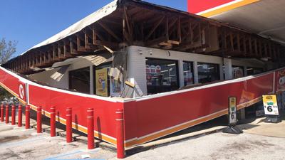 The awning fell at this Circle K gas station on Key West Drive in Arnold.