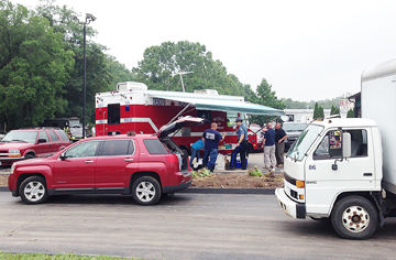 Emergency crews are searcing the area round Buck Creek south of Festus for flash flooding victims