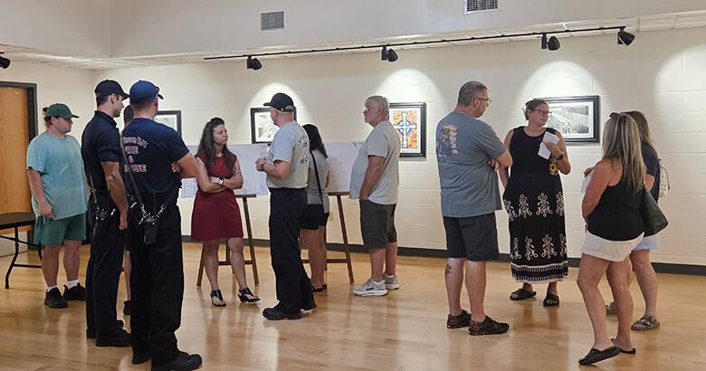 A public meeting was held Aug. 12 at Jefferson High School’s Performing Arts Center to share plans for improvements to a sharp curve on Johnson Road south of Festus.