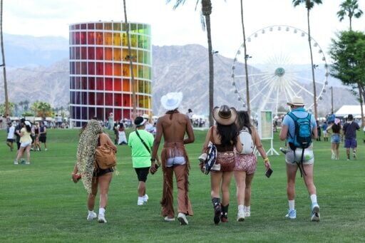 Festival-goers donned cowboy apparel and glitter during the 2026 Coachella Valley Music and Arts Festival in Indio, California