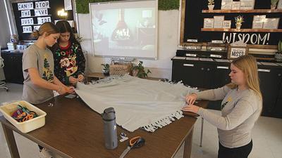 The “Merry for Charity” event included all Valley Middle School staff and about 750 sixth- through eighth-grade students.