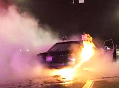 A car caught fire on the northbound I-55 exit ramp at Hwy. 141 in Arnold.
