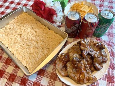 My Leader Yummy: Apricot-Dijon Pork Chops and Butterscotch Rice Krispies Treats