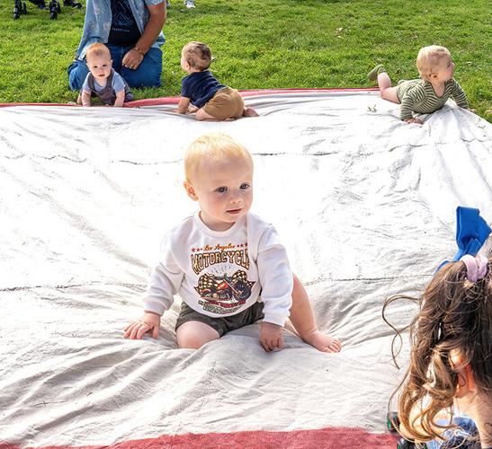 Brody Meyers, then 11 months, of Festus takes a break during last year's baby-crawling contest.
