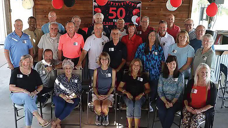 Laura Marlow reunites with her former classmates of Crystal City High School.
