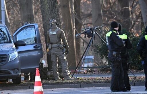 German police secure the area around the presidential Bellevue Palace in Berlin
