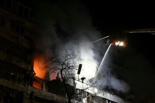 The Ukrainian air force issued a countrywide warning as a barrage of drones and missiles rained down